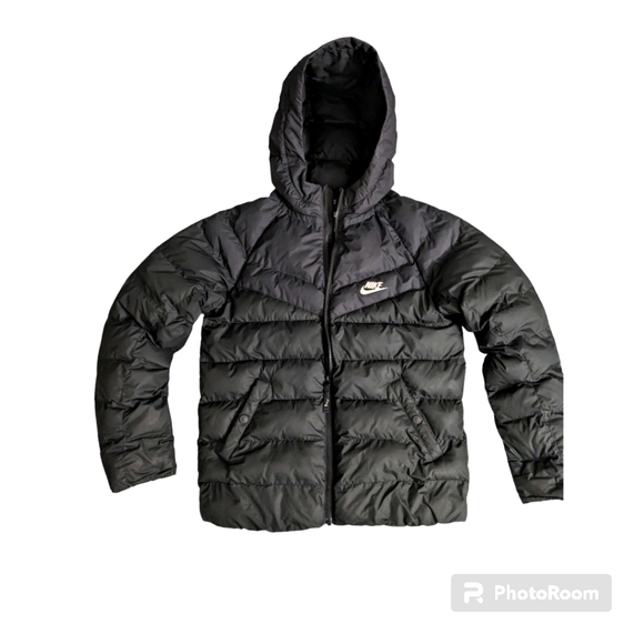 Nike Jackets & Blazers - Nike Puffer Jacket with Hood, Black, Boys. Large (L)